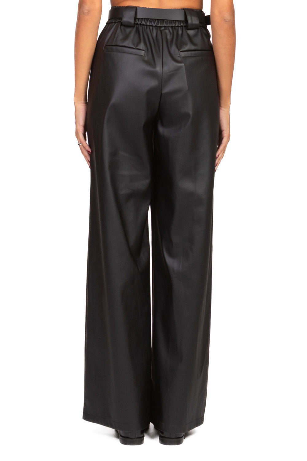 Paola - Pantalone Ecopelle Gamba Dritta Art Nero