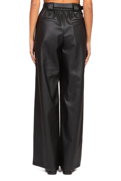 Paola - Pantalone Ecopelle Gamba Dritta Art Nero