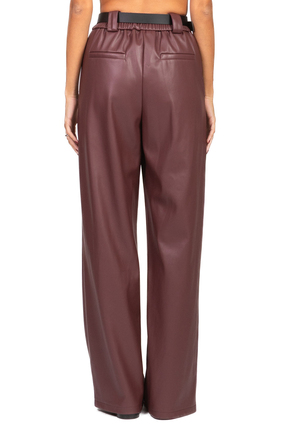 Paola - Pantalone Ecopelle Gamba Dritta Art Panna