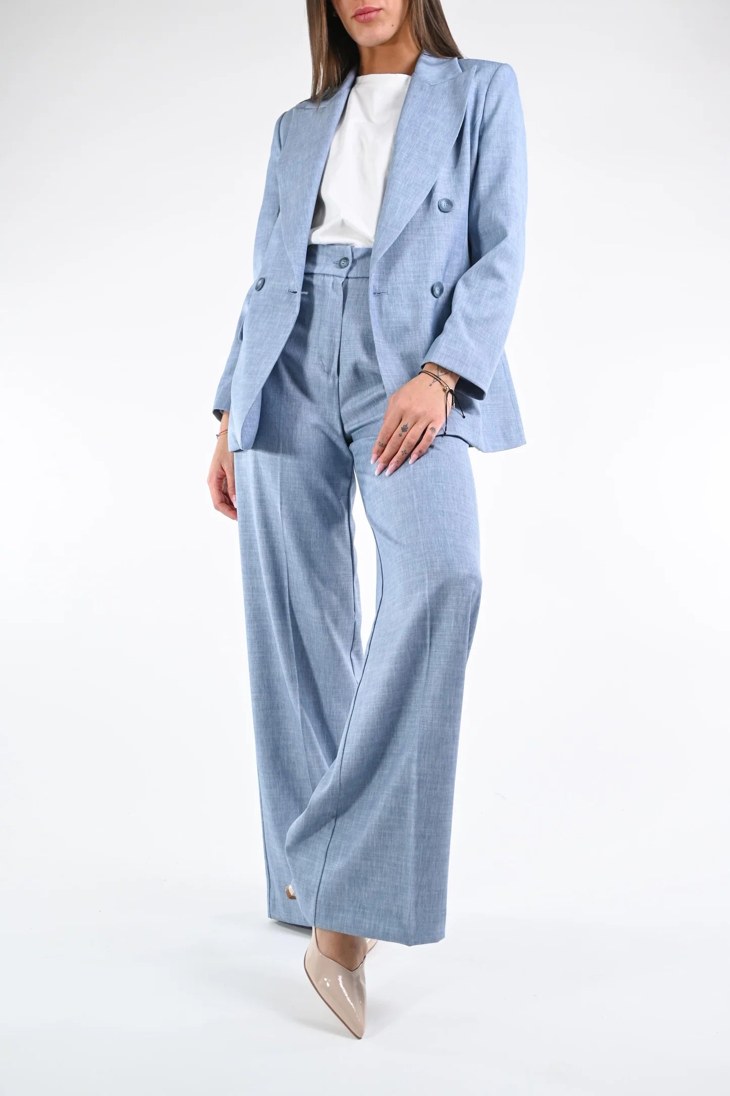 Paoletta - Giacca Doppiopetto Trama Lino Elegante Donna Cammello