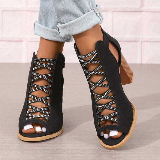 Pasqualina - Sandali donna con tacco spesso plateau Nero
