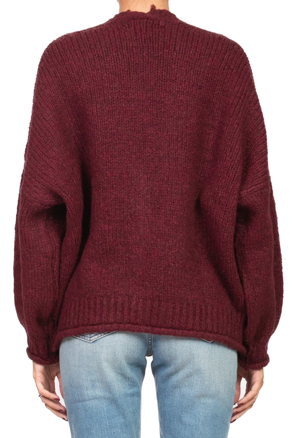 Patrizia - Cardigan Over Manica Palloncino Art Bordeaux