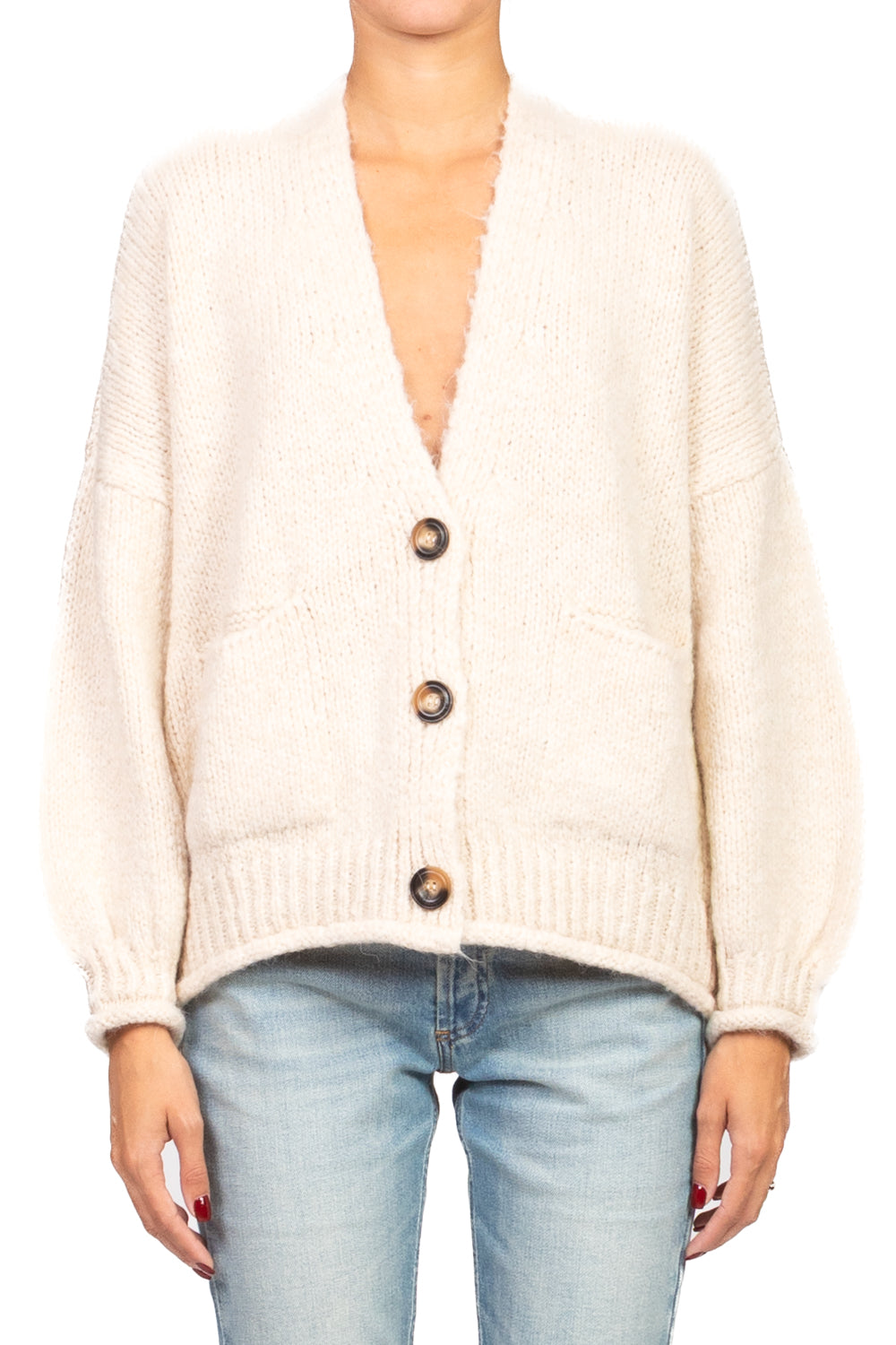Patrizia - Cardigan Over Manica Palloncino Art Burro
