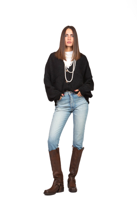 Patrizia - Cardigan Over Manica Palloncino Art Nero