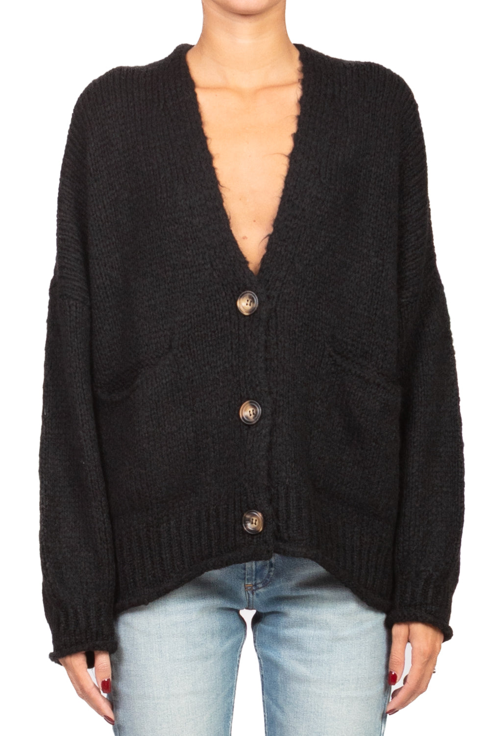 Patrizia - Cardigan Over Manica Palloncino Art Nero