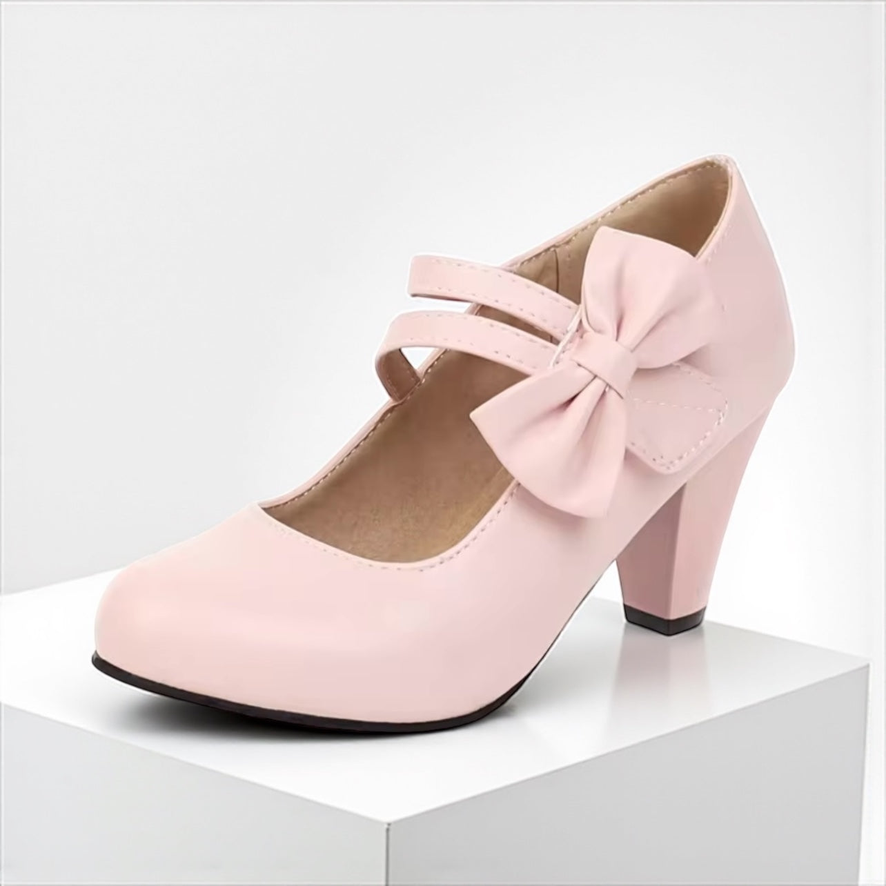 Clarissa – Scarpe Con Tacco Largo, Doppio Cinturino E Fiocco Oversize