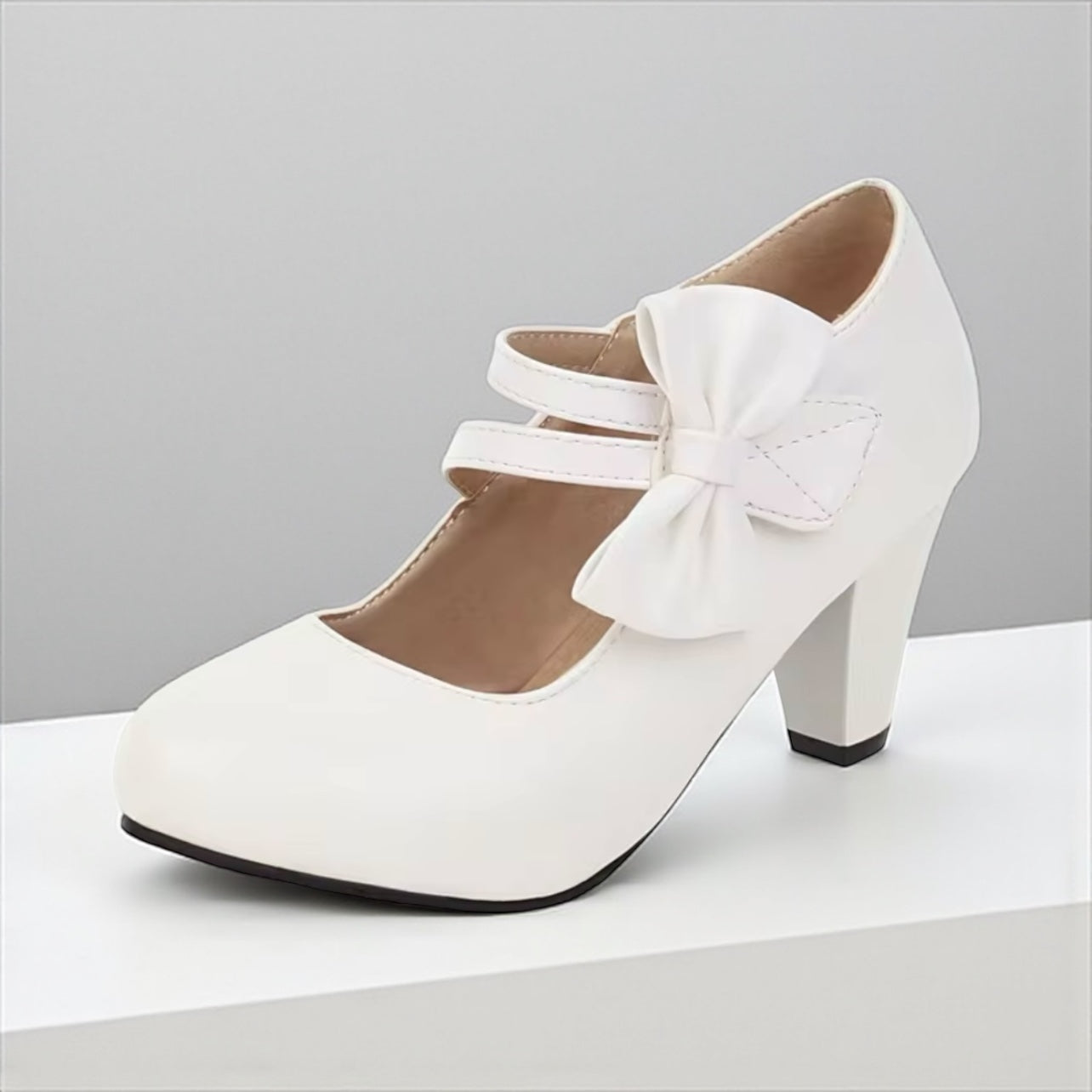 Clarissa – Scarpe Con Tacco Largo, Doppio Cinturino E Fiocco Oversize