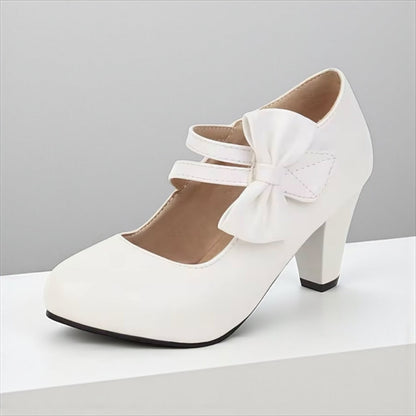 Clarissa – Scarpe Con Tacco Largo, Doppio Cinturino E Fiocco Oversize