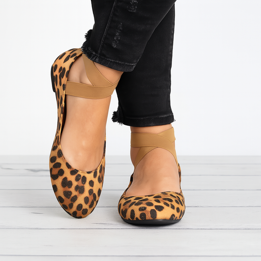 Piera - Ballerine donna scamosciate con cinturino Leopardo