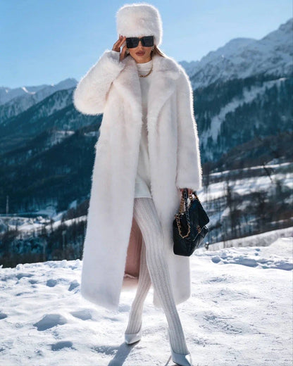 Pierina - Cappotto Lungo in Eco-Pelliccia Bianca Neve Bianco