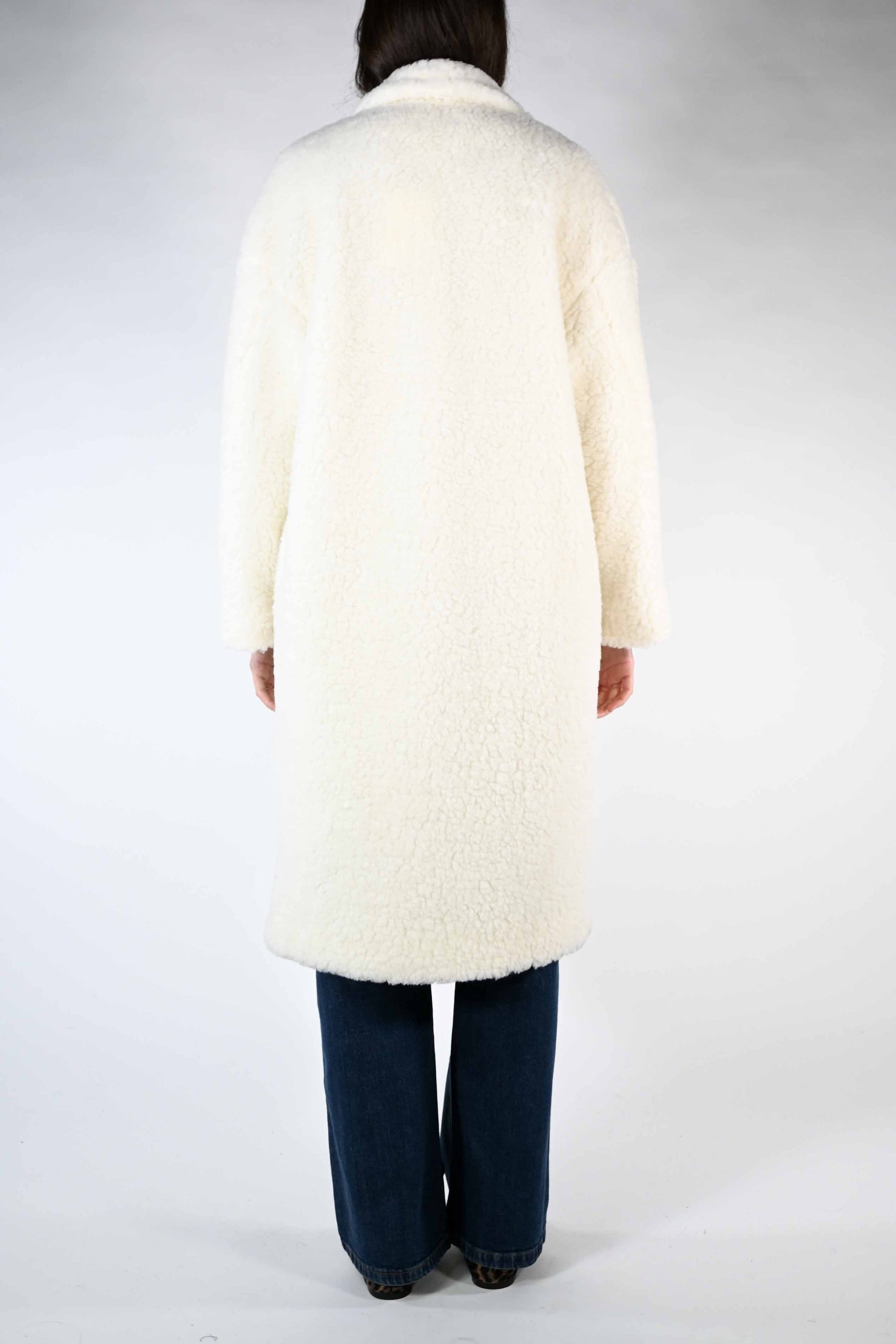 Pierina - Cappotto Orsetto Misto Lana Doppiopetto Elegante Panna 