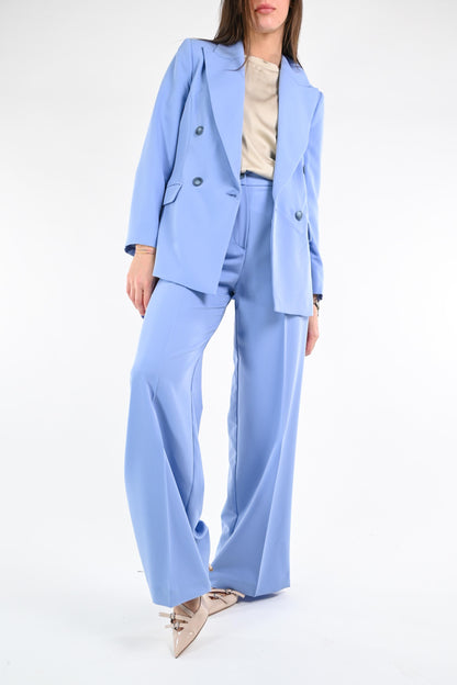 Pina - Giacca Doppiopetto Elegante Donna Autunno Art Celeste 