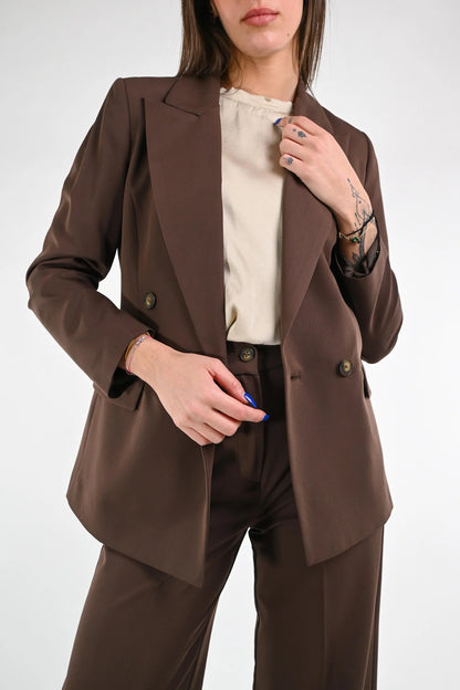 Pina - Giacca Doppiopetto Elegante Donna Autunno Art  Moro