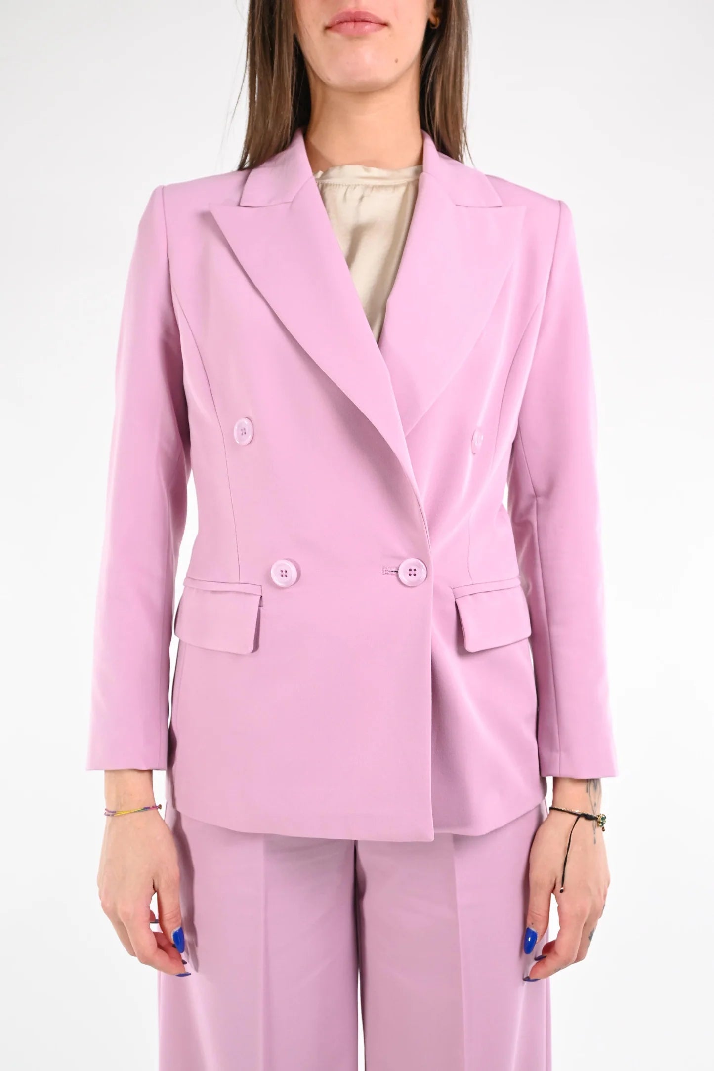 Pina - Giacca Doppiopetto Elegante Donna Autunno Art  Rose