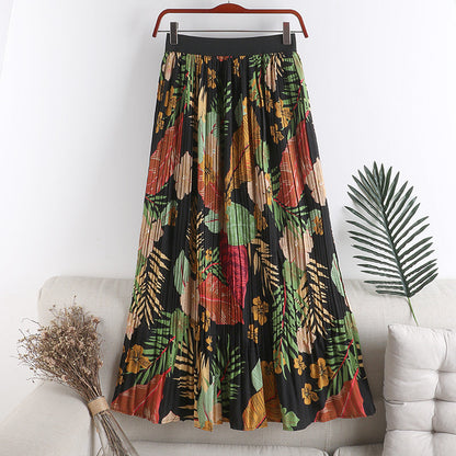 Pina – Gonna a Pieghe in Chiffon con Stampa Donna Blu scuro