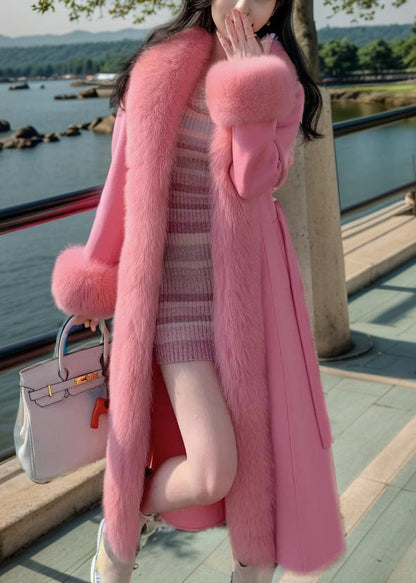 Iolanda - Cappotto Maxi Donna Rosa con Tasche
