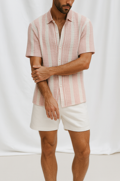 Harvino - Camicia Uomo Maniche Corte Casual Estiva Elegante