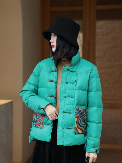 Gemma - Giacca da donna invernale trapuntata con collo alto e tasche fantasia