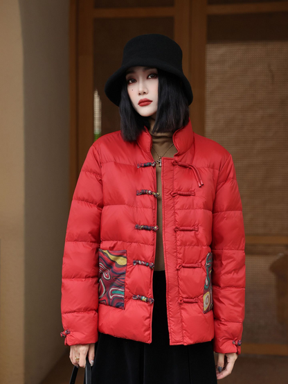 Gemma - Giacca da donna invernale trapuntata con collo alto e tasche fantasia