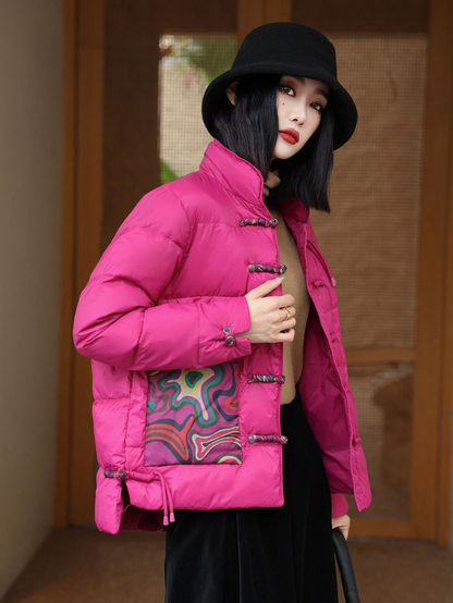 Gemma - Giacca da donna invernale trapuntata con collo alto e tasche fantasia