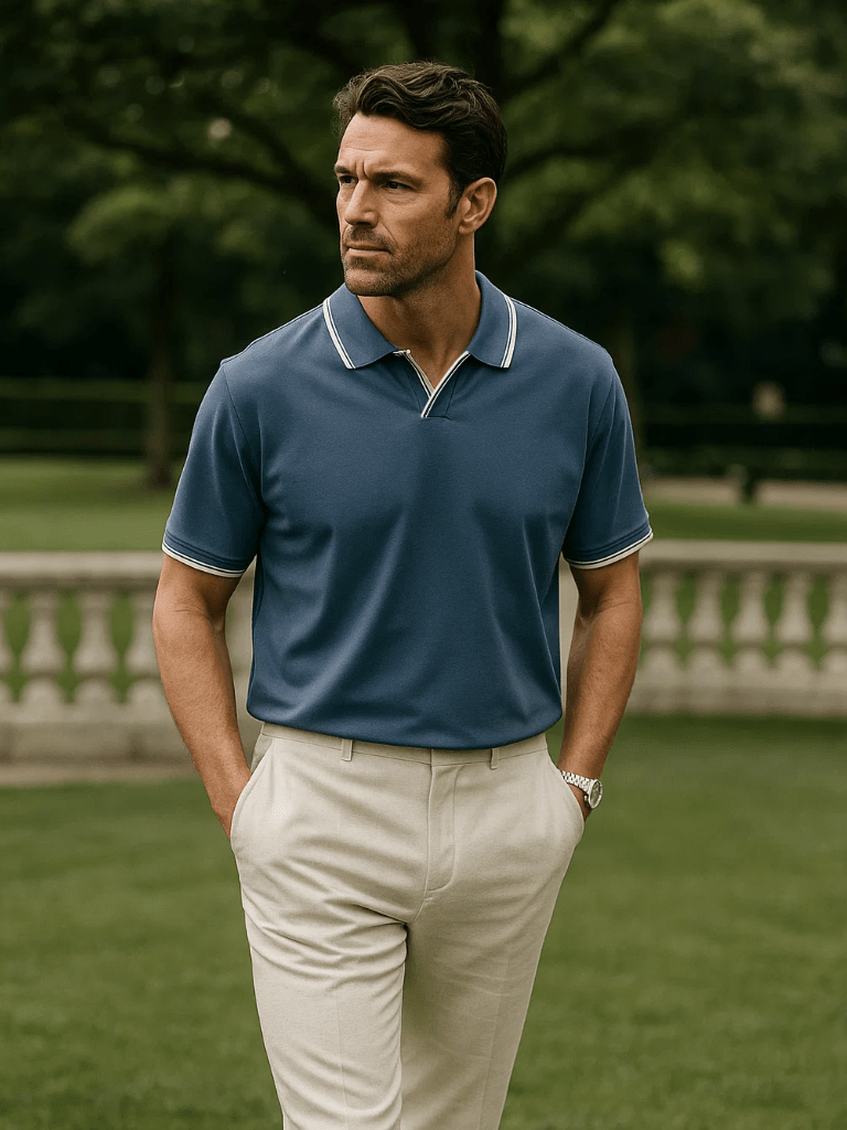 Massimo – Polo Con Scollo A V E Profili A Contrasto Di Classe