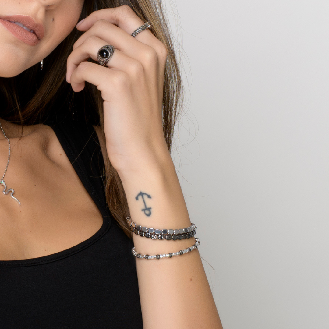 Lislinda – Bracciale Pepite Alternato Rutenio Abù Argento