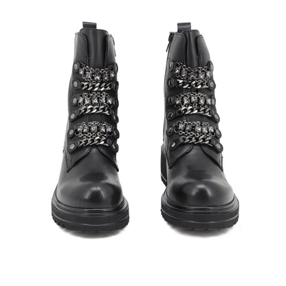 Rosanna - Stivaletti bikers in pelle con catene donna
