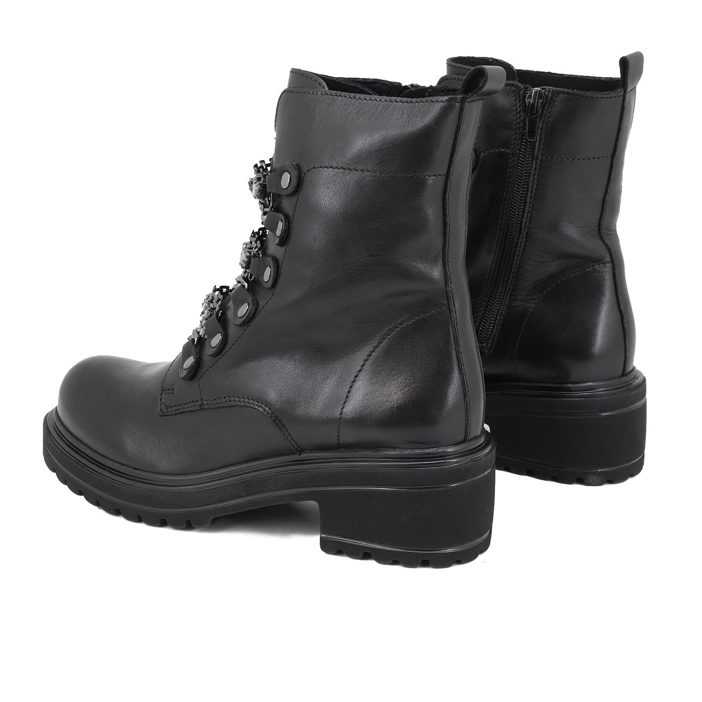 Rosanna - Stivaletti bikers in pelle con catene donna