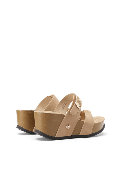 Quenita - Sandali con zeppa in ecopelle donna Khaki