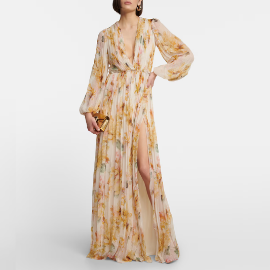 Raimonda - Abito da ballo midi lino seta donna Giallo
