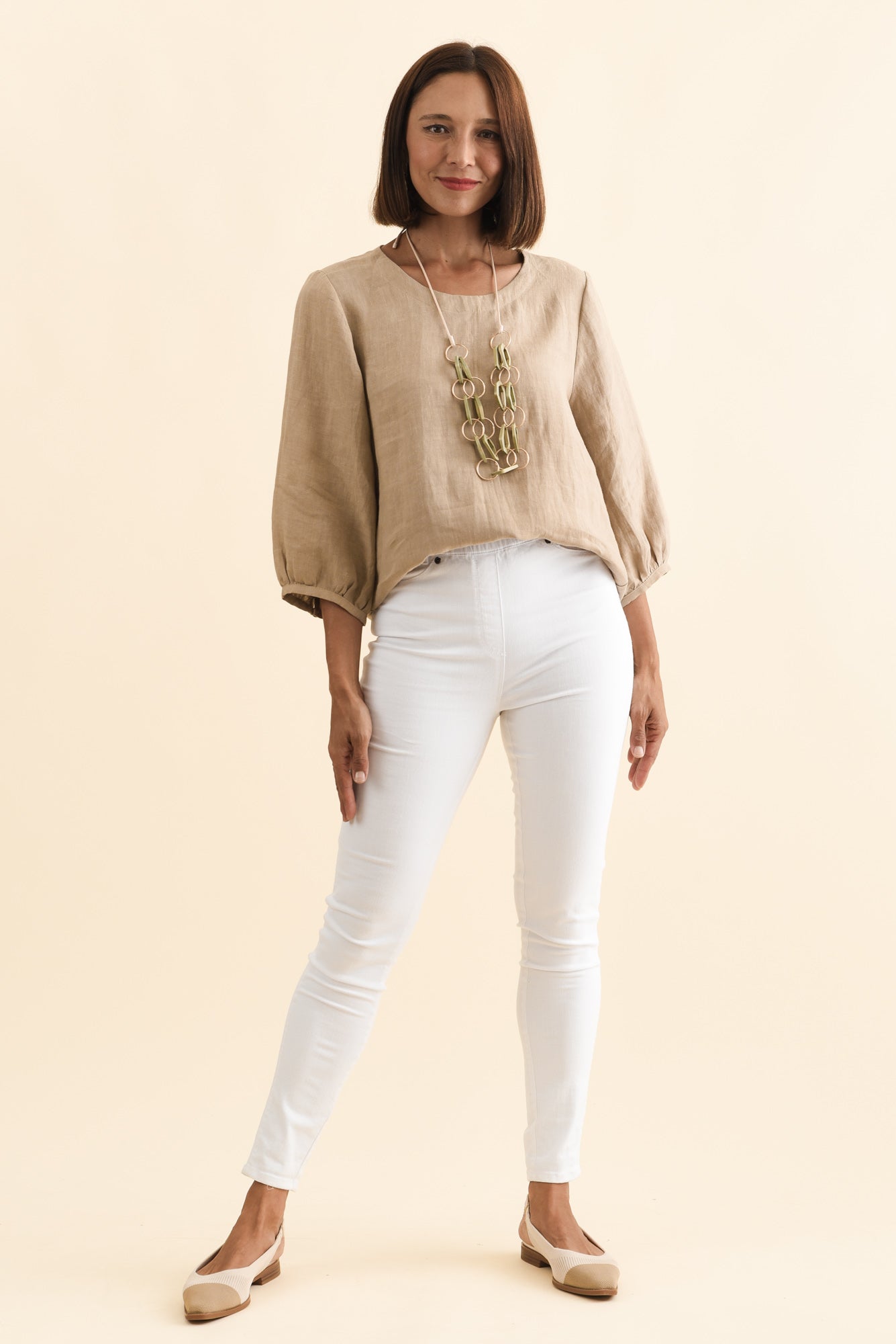 Lissinia – Pantaloni Reed Bianchi in Cotone Stretch