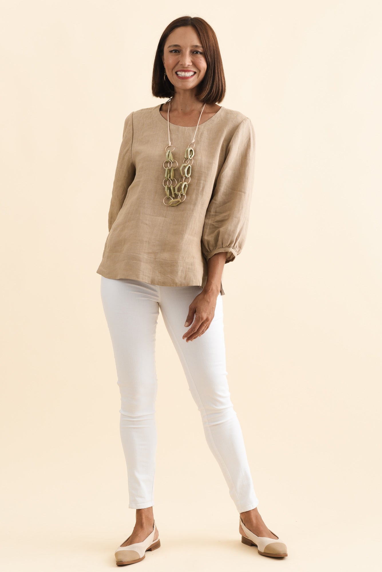 Lissinia – Pantaloni Reed Bianchi in Cotone Stretch