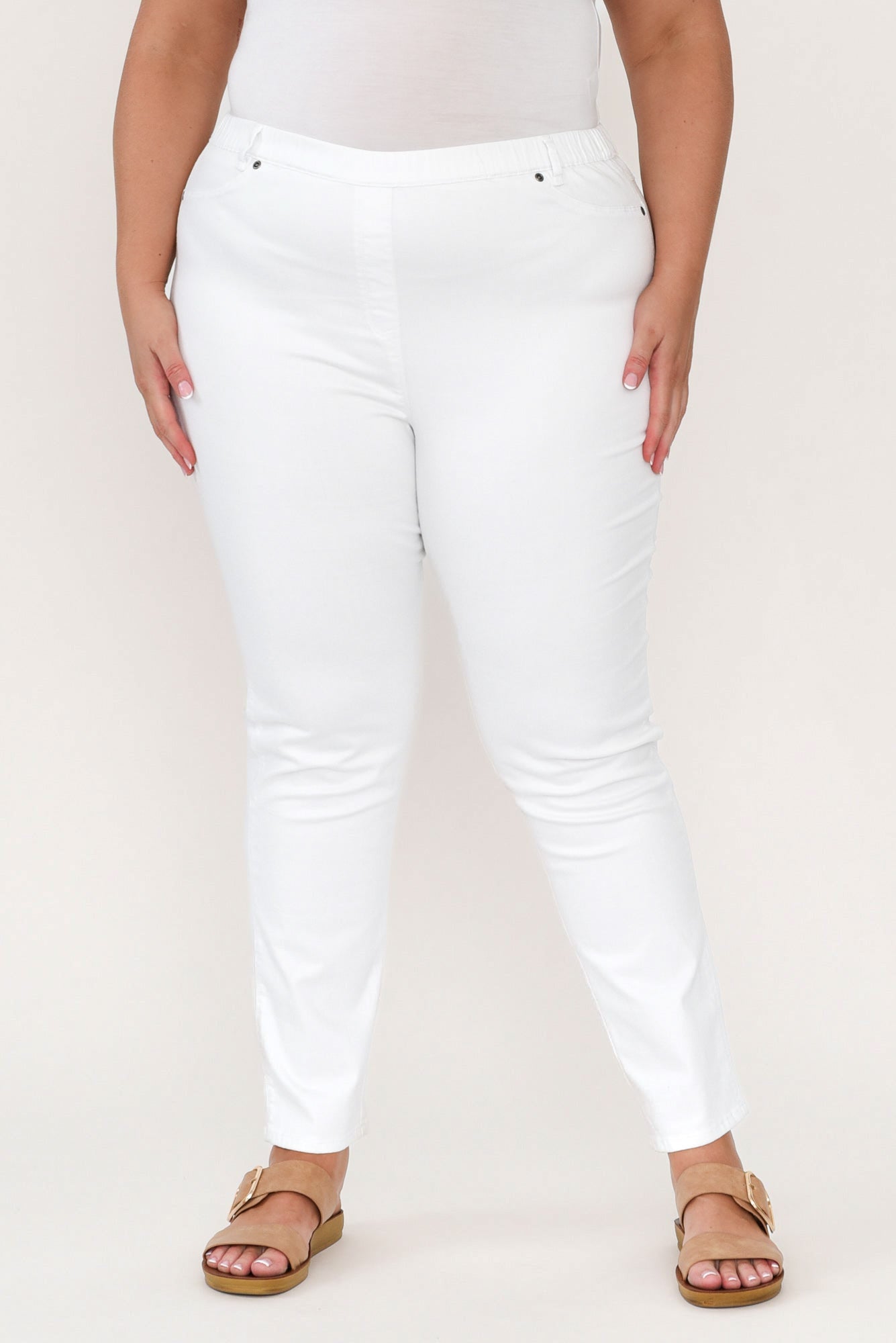 Lissinia – Pantaloni Reed Bianchi in Cotone Stretch
