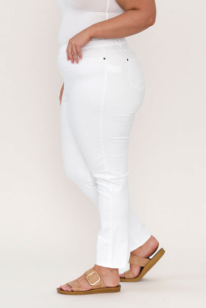 Lissinia – Pantaloni Reed Bianchi in Cotone Stretch