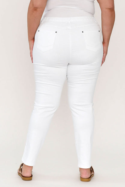 Lissinia – Pantaloni Reed Bianchi in Cotone Stretch