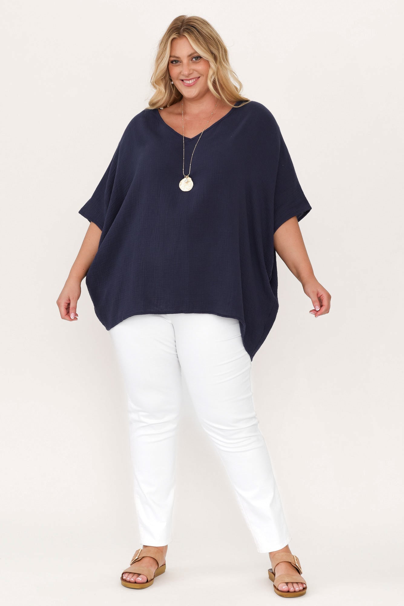 Lissinia – Pantaloni Reed Bianchi in Cotone Stretch