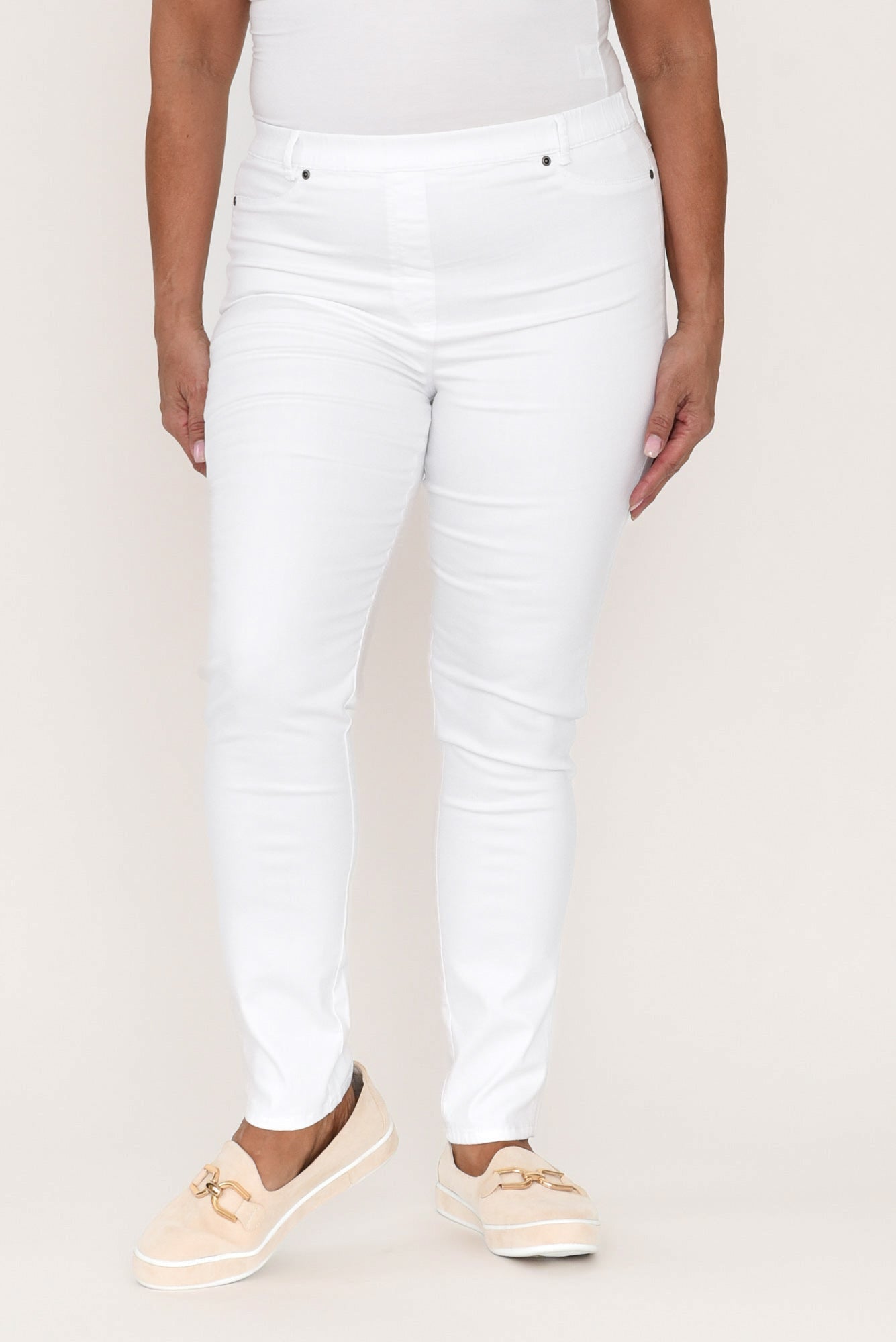Lissinia – Pantaloni Reed Bianchi in Cotone Stretch