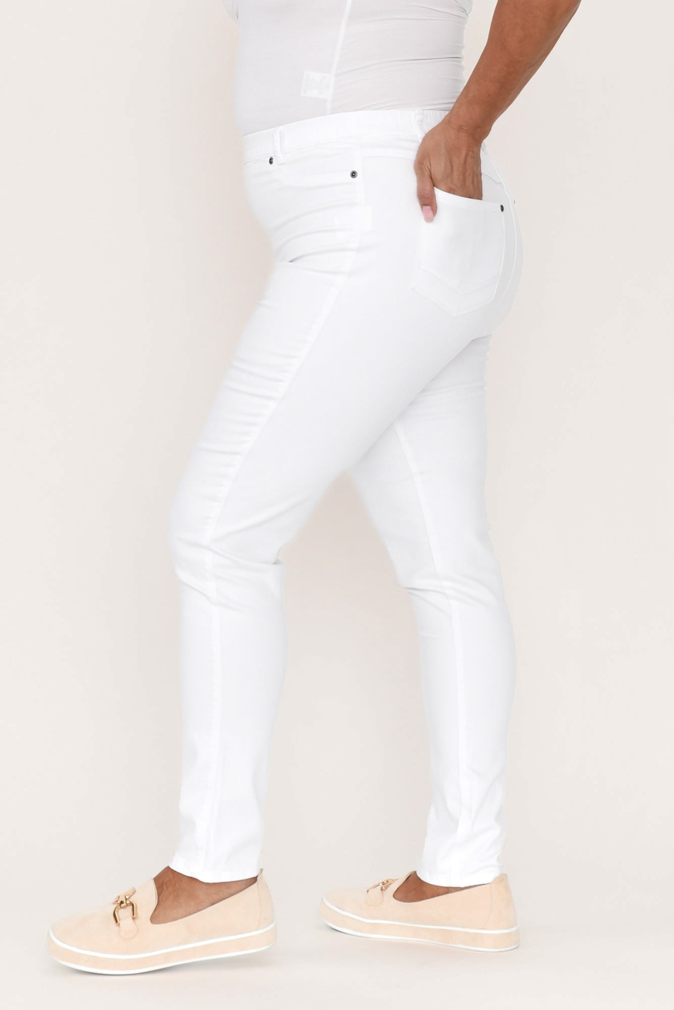 Lissinia – Pantaloni Reed Bianchi in Cotone Stretch