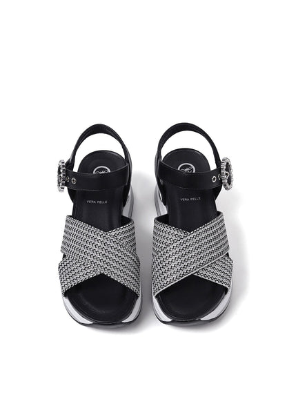 Renza - Sandali con zeppa plateau in ecopelle donna Nero
