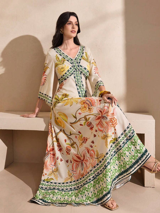 Rosalia – Abito Elegante Donna con Stampa Posizionata Estivo 1
