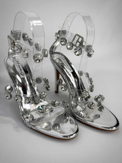 Rosamaria - Sandali eleganti argento con cristalli donna Argento
