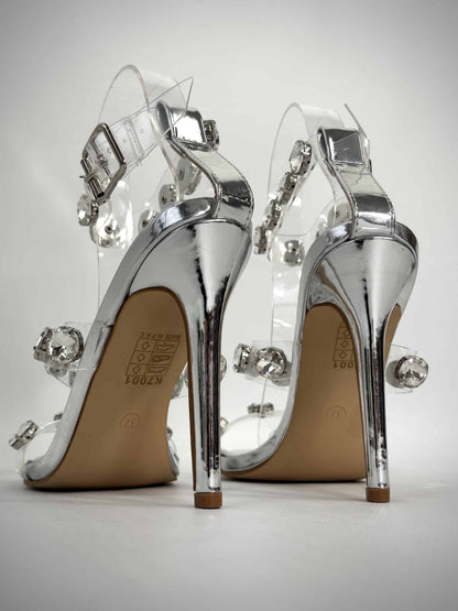 Rosamaria - Sandali eleganti argento con cristalli donna Argento