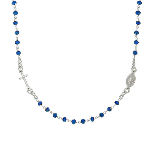 Livisia – Rosario Girocollo Argento con Pietre Blu