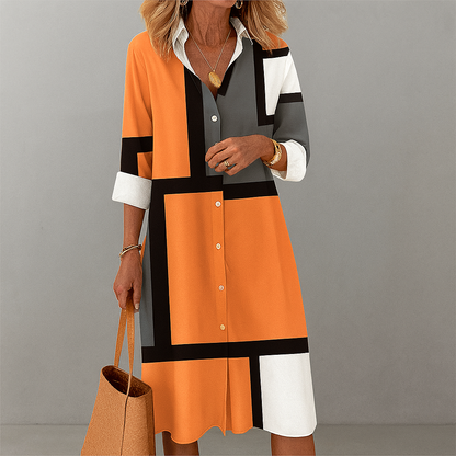 Roxane – Camicia Donna con Motivo Geometrico Arancione