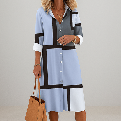 Roxane – Camicia Donna con Motivo Geometrico Blu