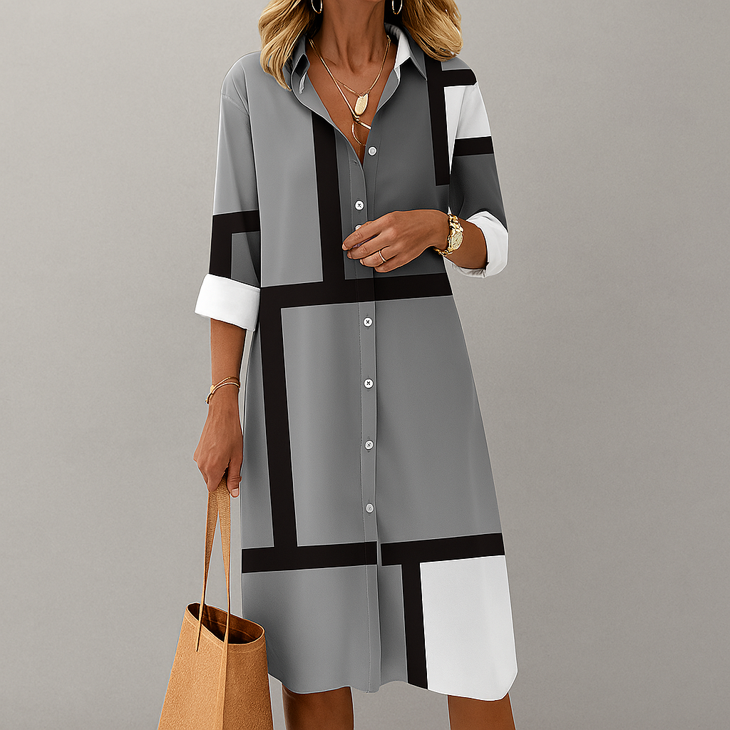 Roxane – Camicia Donna con Motivo Geometrico Grigio