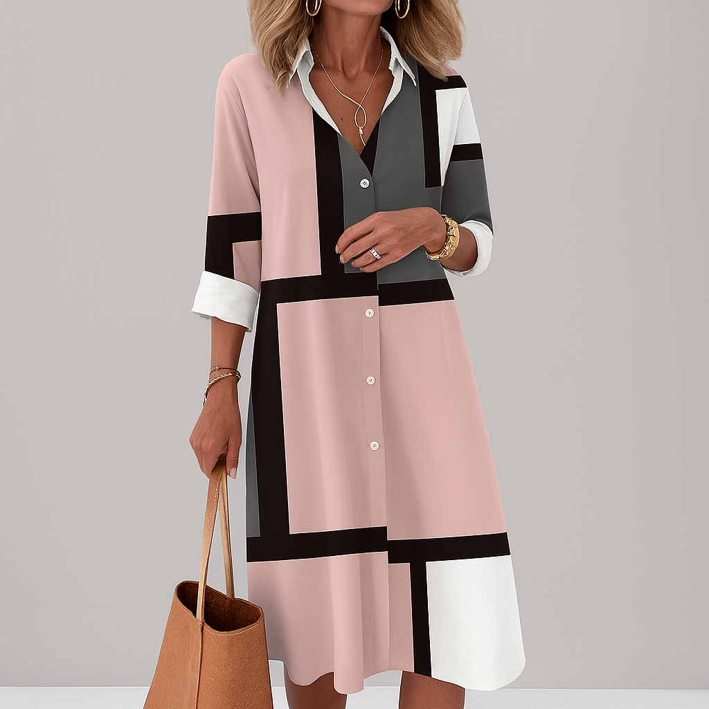 Roxane – Camicia Donna con Motivo Geometrico Rosa