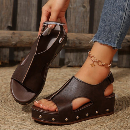 Rubina – Sandali Platform con Punta Aperta Donna Marrone