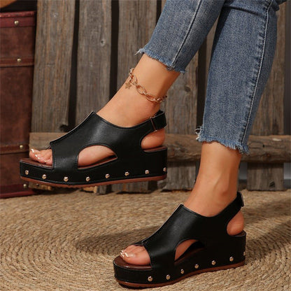 Rubina – Sandali Platform con Punta Aperta Donna Nero