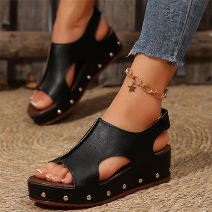 Rubina – Sandali Platform con Punta Aperta Donna Nero